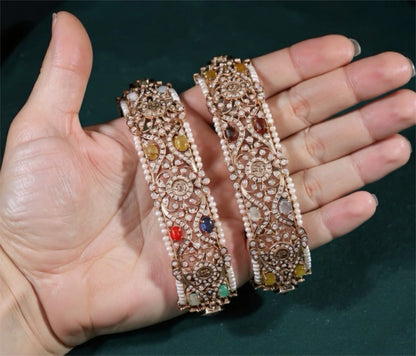 Navaratan bangles polki Jewelry,Pure Silver Jewellery Indian ,diamond bangles kundan jewelry,south indian bridal jewelry-NIHIRA-SHABURIS