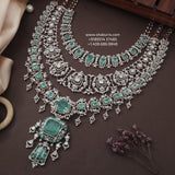 Diamond Jewelry necklace columbian emeralds statement jewelry silver necklace 925 silver with 22k gold plated - SHABURIS