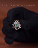 Diamond Jhumka Diamond Earrings statement studs diamond studs - 925 silver Jewelry , South Indian Jewelry,bridal choker,Indian Wedding Jewelry,pure Silver indian jewelry - SHABURIS