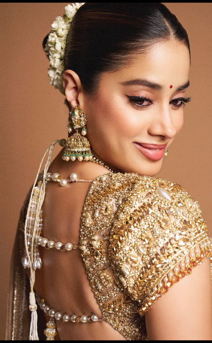 Jahnavi kapoor jhumkas polki jhumkas Diamond Jhumkas 925 silver jewelry 22k gold plated - SHABURIS