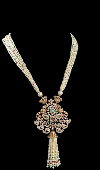 Pearl necklace statement jewelry silver necklace 925 silver with 22k gold plated - SHABURIS