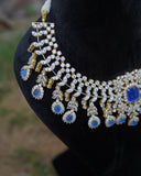 Diamond necklace wedding jewelry silver necklace 925 silver with 22k gold plated - SHABURIS