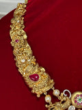 Nakshi necklace temple jewelry  Pure Silver jewelry Indian polki Necklace-SHABURIS (Ready to Ship within USA)