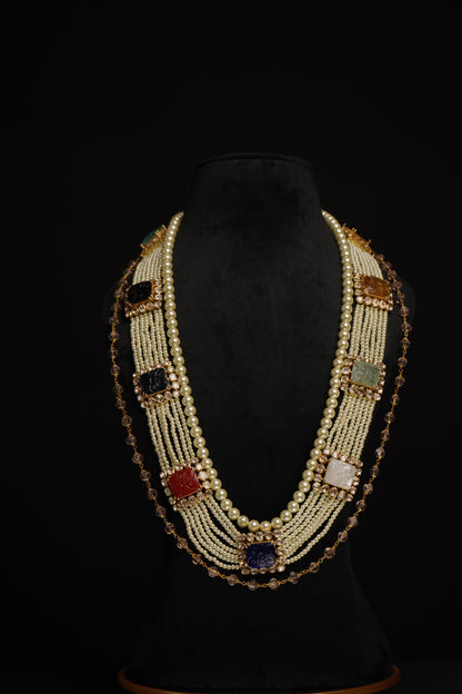 Navaratan necklace diamond necklace 925 silver with 22k gold plated- Ready Stock in Hyd Store -SHABURIS