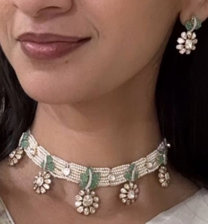 Cocktail necklace wedding jewelry silver necklace 925 silver with 22k gold plated - SHABURIS