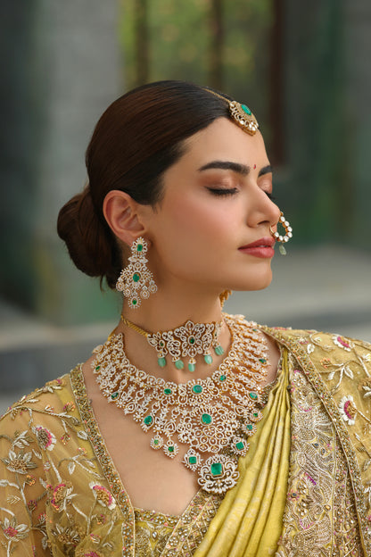 Diamond necklace silver necklace 925 silver with 22k gold plated - SHABURIS (Ready to Ship from India)