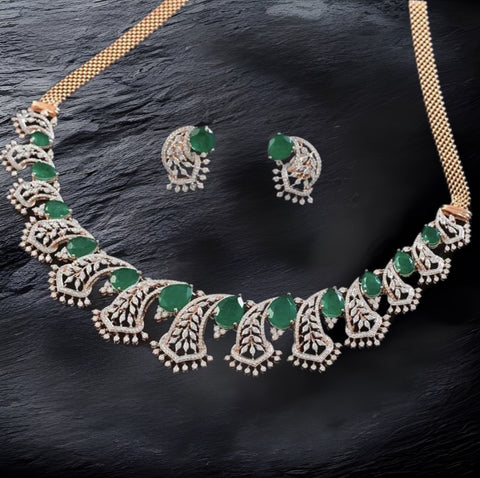 Diamond Necklace - 925 silver Jewelry,South Indian Jewelry,bridal choker,Indian Wedding Jewelry,pure Silver indian jewelry - NIHIRA - SHABURIS