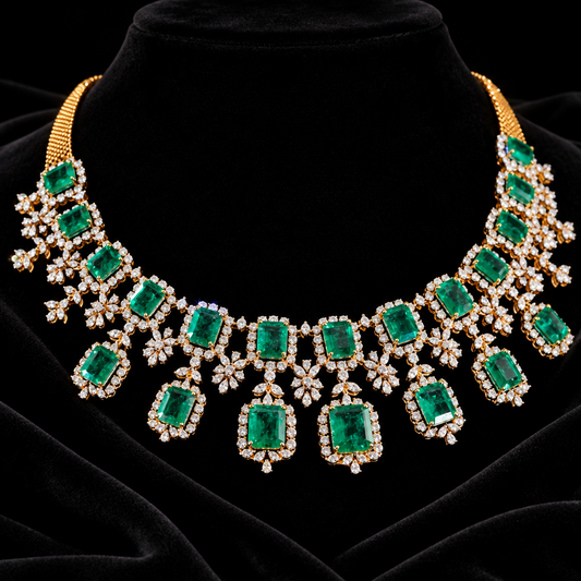 Diamond necklace Pure Silver jewelry Indian diamond Necklace-SHABURIS