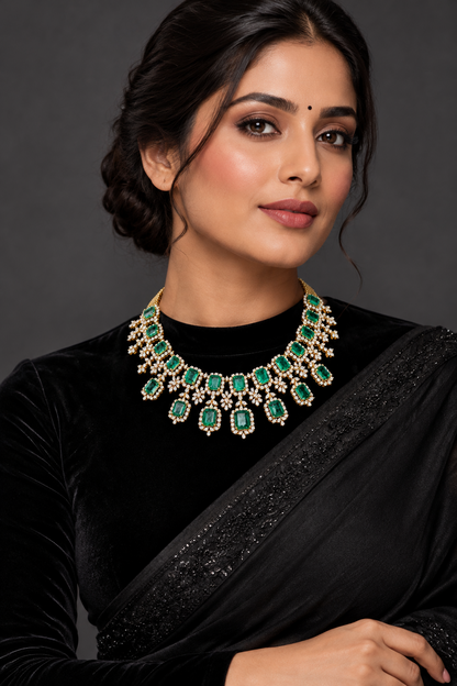 Diamond necklace Pure Silver jewelry Indian diamond Necklace-SHABURIS