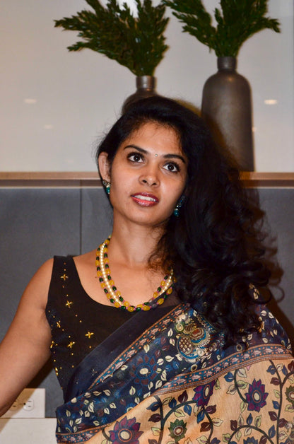 Yellow Saphire Necklace south sea pearl bead necklace statement jewelry SHABURIS