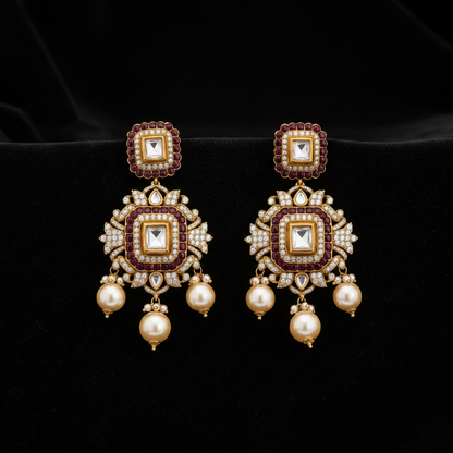 Polki Studs Polki Earrings Cocktail Earrings Diamond Studs Diamond Earrings Simple Studs Pearl Studs 925 Silver Earrings Silver Jewelry - SHABURIS