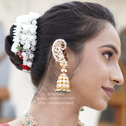 Polki Jhumka Earrings - Cocktail Earrings- 925 silver Jewelry,South Indian Jewelry,bridal choker,Indian Wedding Jewelry,pure Silver indian jewelry - SHABURIS