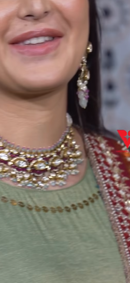 Katrina kaif polki necklace 925 silver jewelry - SHABURIS