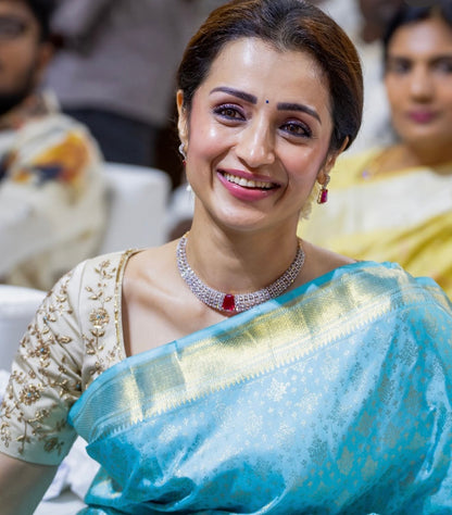 Trisha krishnan cocktail necklace statement jewelry silver necklace 925 silver with 22k gold plated - SHABURIS