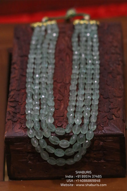 Emerald beads beaded mala pure gems gold jewelry designs indian pure silver jewelry bead necklace statement jewelry SHABURIS