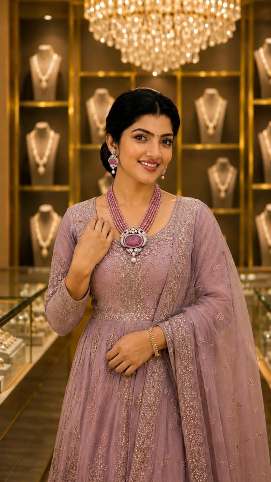 Polki necklace 925 silver jewelry 22k gold plated - SHABURIS