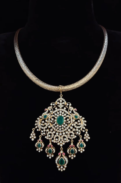 Mangomala Bridal necklace diamond Jewelry necklace Pearl necklace statement jewelry silver necklace 925 silver with 22k gold plated - SHABURIS