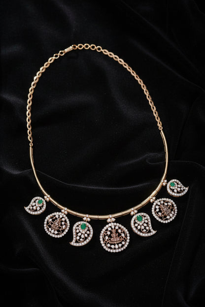 Mango Bottu mala Necklace diamond kante Diamond Necklace Cocktail Necklace Cocktail Jewelry Cocktail Earrings 925 silver jewelry- SHABURIS (Copy)