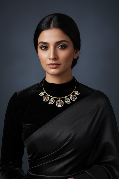 Mango Bottu mala Necklace diamond kante Diamond Necklace Cocktail Necklace Cocktail Jewelry Cocktail Earrings 925 silver jewelry- SHABURIS (Copy)