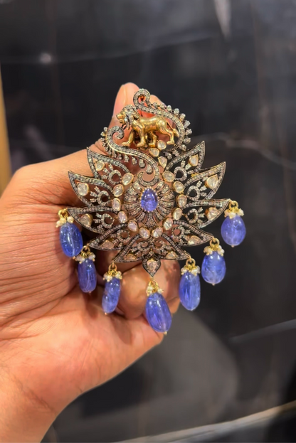 Puli goru pendant tiger pendant mens Jewelry necklace Pearl necklace statement jewelry silver necklace 925 silver with 22k gold plated - SHABURIS