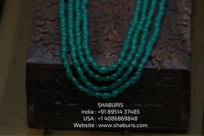 Emerald beads beaded mala pure gems gold jewelry designs indian pure silver jewelry bead necklace statement jewelry SHABURIS