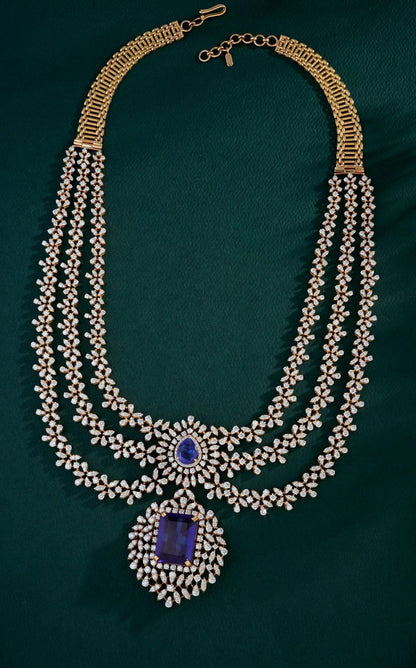 Diamond necklace bridal necklace polki necklace diamond Jewelry necklace Pearl necklace statement jewelry silver necklace 925 silver with 22k gold plated - SHABURIS