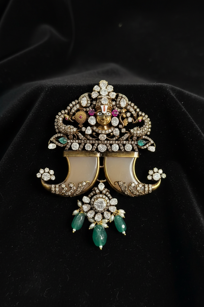 Puligoru pendant tiger brooch wedding jewelry silver necklace 925 silver with 22k gold plated - SHABURIS