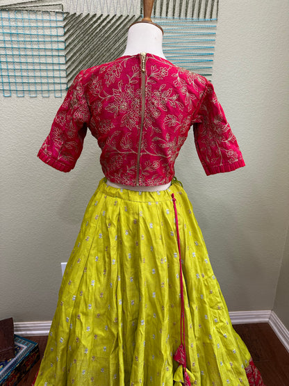 Designer Lehenga | Mehendi & Haldi Lehenga Choli | yellow purple Lehenga Set | Indian Wedding Guest Outfit | Pre Wedding Ceremony Dress