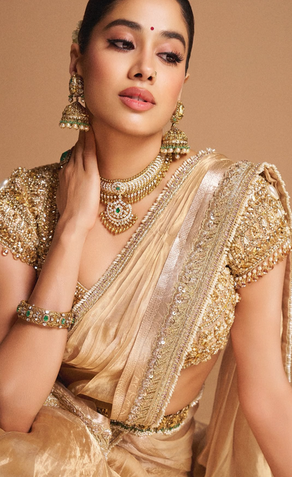 Jahnavi kapoor jhumkas polki jhumkas Diamond Jhumkas 925 silver jewelry 22k gold plated - SHABURIS