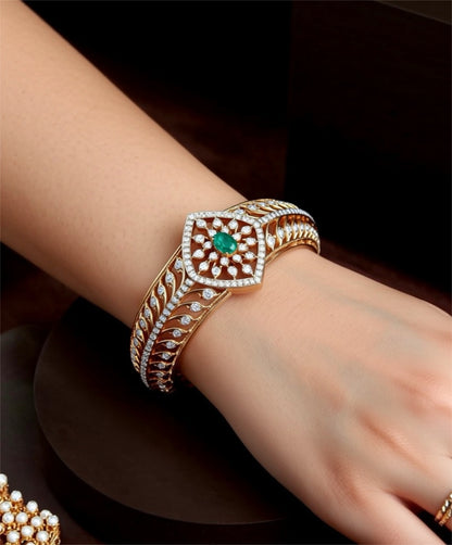Diamond bracelet Cocktail bracelet Cocktail bangle - 925 Silver Jewelry - 22ct Gold Plated - CZ Bangles - South indian diamond Bangles design