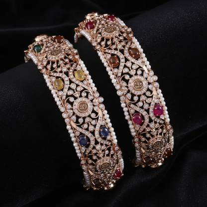 Navaratan bangles polki Jewelry,Pure Silver Jewellery Indian ,diamond bangles kundan jewelry,south indian bridal jewelry-NIHIRA-SHABURIS