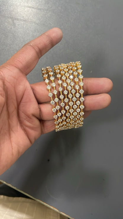 Diamond Bangles - 925 Silver Jewelry - 22ct Gold Plated - CZ Bangles - South indian diamond Bangles design