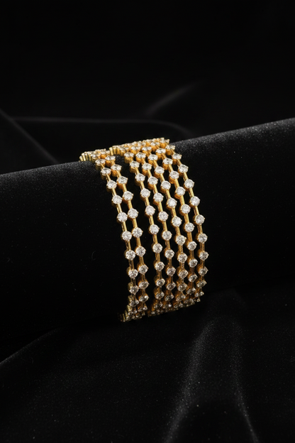 Diamond Bangles - 925 Silver Jewelry - 22ct Gold Plated - CZ Bangles - South indian diamond Bangles design