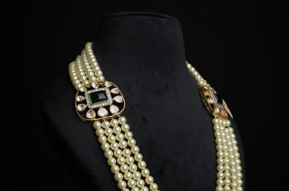 Pearl necklace diamond necklace 925 silver with 22k gold plated - SHABURIS