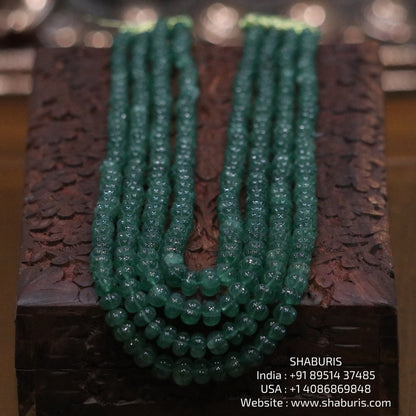 Strawberry Emerald beads beaded mala pure gems gold jewelry designs indian pure silver jewelry bead necklace statement jewelry SHABURIS