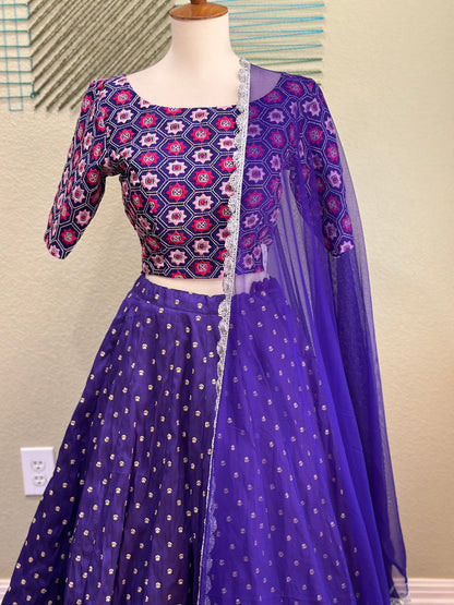 Designer Lehenga | Mehendi & Haldi Lehenga Choli | purple Lehenga Set | Pink Lehenga Set | Indian Wedding Guest Outfit | Pre Wedding Ceremony Dress