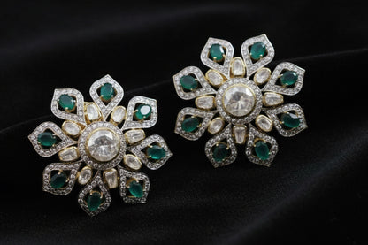 Polki Studs Polki Earrings Cocktail Earrings Diamond Studs Diamond Earrings Simple Studs Pearl Studs 925 Silver Earrings Silver Jewelry - SHABURIS
