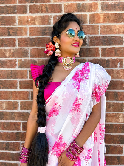 Polki Necklace pink saphire -SHABURIS