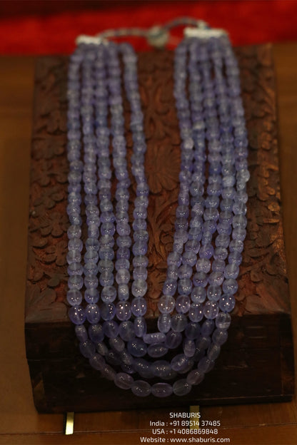 Tanzanite beads beaded mala pure gems gold jewelry designs indian pure silver jewelry bead necklace statement jewelry SHABURIS