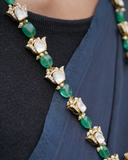 Emerald necklace diamond necklace 925 silver with 22k gold plated - SHABURIS
