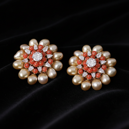 Polki Studs Polki Earrings Cocktail Earrings Diamond Studs Diamond Earrings Simple Studs Pearl Studs 925 Silver Earrings Silver Jewelry - SHABURIS