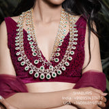 Indian bridal necklace diamond necklace 925 silver with 22k gold plated- SHABURIS