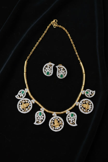 Mango Bottu mala Necklace diamond kante Diamond Necklace Cocktail Necklace Cocktail Jewelry Cocktail Earrings 925 silver jewelry- SHABURIS (Copy)