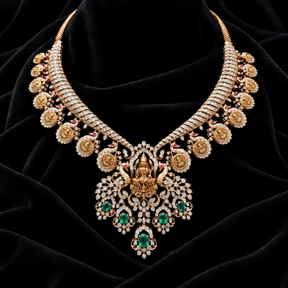Diamond necklace wedding jewelry silver necklace 925 silver with 22k gold plated - SHABURIS