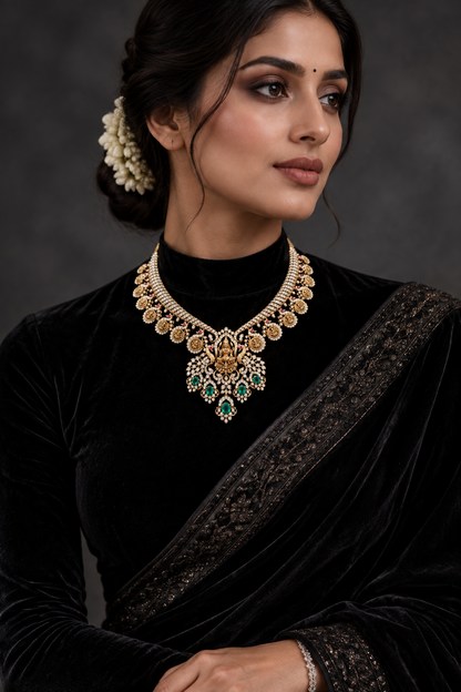 Diamond necklace wedding jewelry silver necklace 925 silver with 22k gold plated - SHABURIS