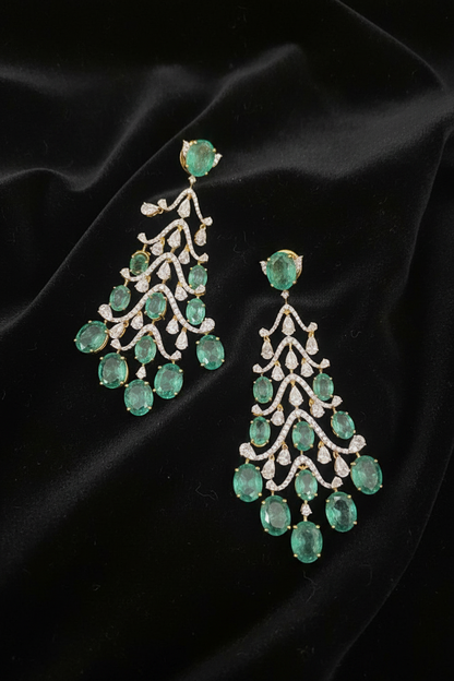 Cocktail Earrings Diamond Earrings Polki Diamond jhumka Silver Earrings 925 Silver Jewelry  - SHABURIS
