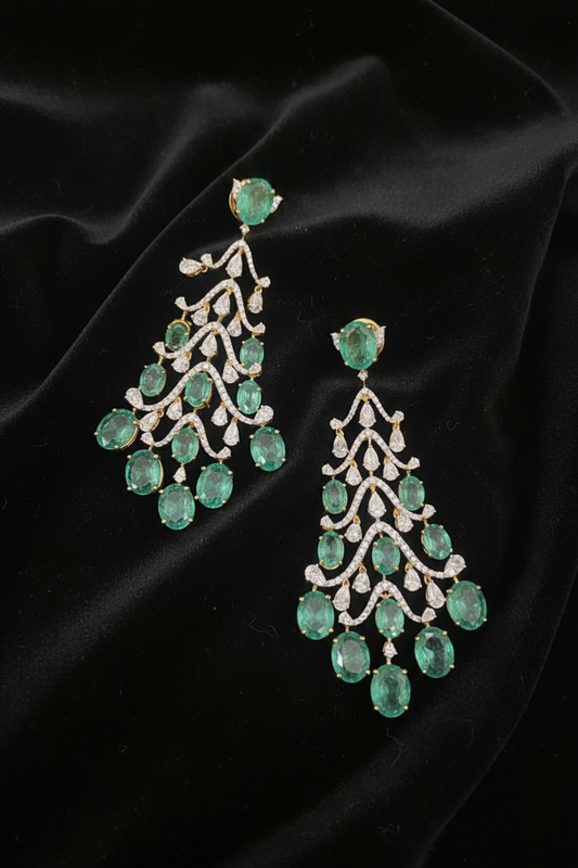 Cocktail Earrings Diamond Earrings Polki Diamond jhumka Silver Earrings 925 Silver Jewelry  - SHABURIS