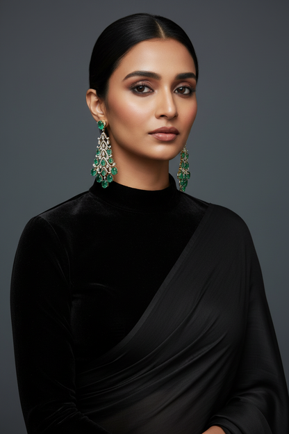 Cocktail Earrings Diamond Earrings Polki Diamond jhumka Silver Earrings 925 Silver Jewelry  - SHABURIS