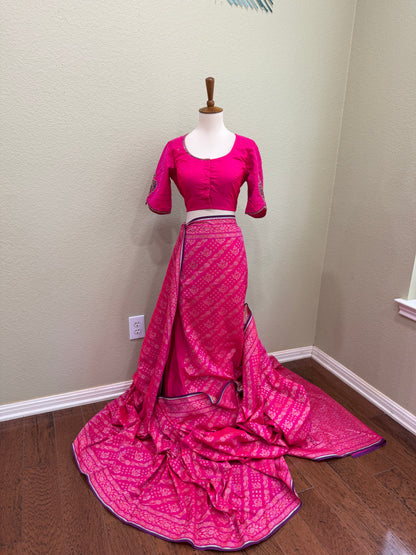 Banarasi saree with Blouse  - Hot Pink