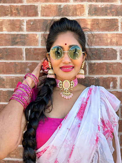 Polki Necklace pink saphire -SHABURIS